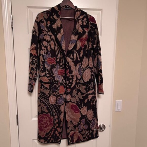 Peruvian Connection Jacquard Knit Coat Womens Long Duster Cardigan Sweater LARGE - Picture 4 of 8